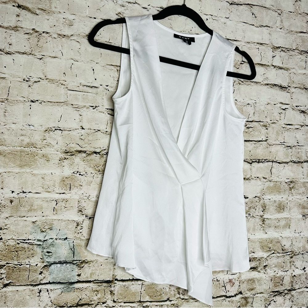 DKNY White Faux Wrap Blouse sz 2
